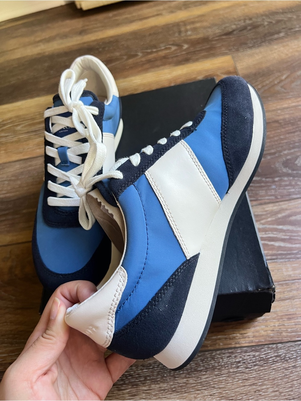 Coach Raylen Sneakers Blue White Nylon Suede Lace Up Shoes Women's 9.5 EUC - Picture 6 of 12